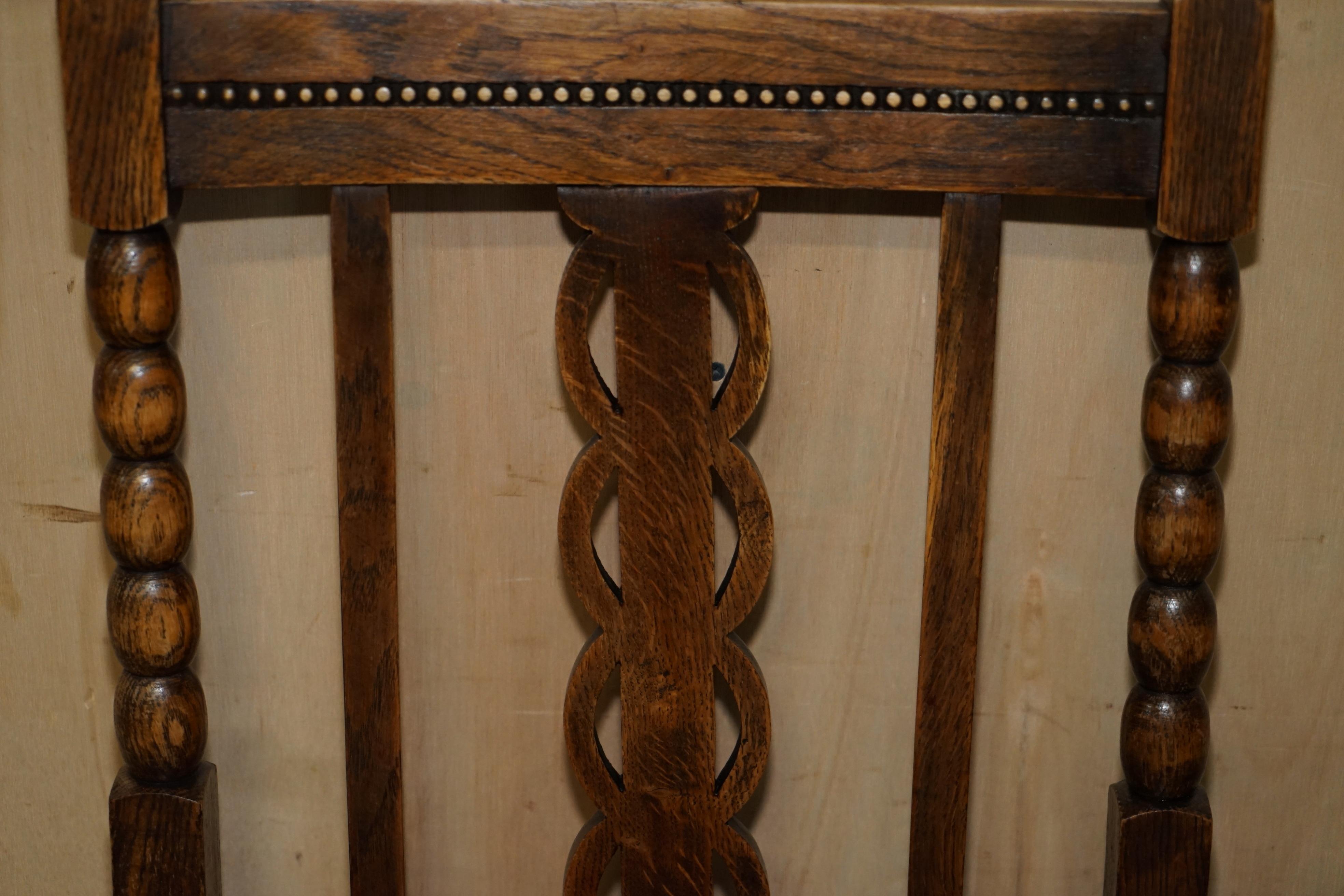 Pair of Antique circa 1900 Edwardian Scottish Oak Bobbin Turned Carver Armchairs For Sale 5