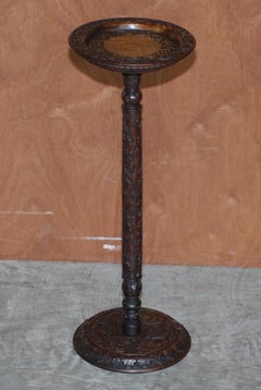 Pair of Antique circa 1900 Heavily Carved Anglo Indian Jardiner Pedestal Stands