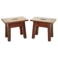 Pair of Antique Circa 1910 Milking Stools Which Make Lovely Small Side Tables