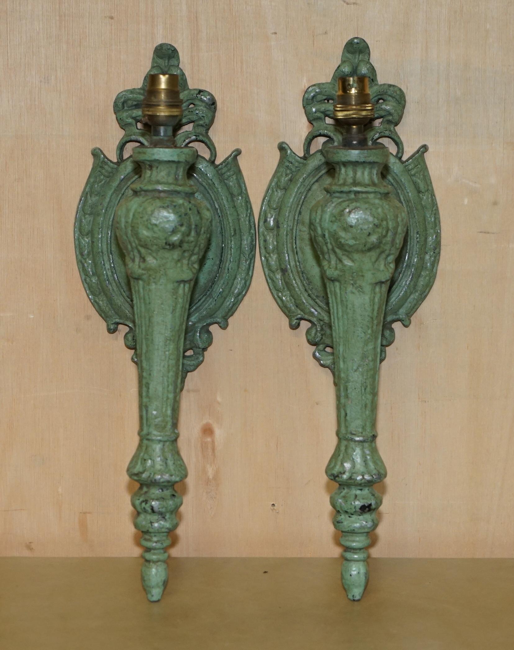 Royal House Antiques

Royal House Antiques is delighted to offer for sale this lovely pair of Antique circa 1920-1940's green painted wall sconces 

Please note the delivery fee listed is just a guide, it covers within the M25 only for the UK and