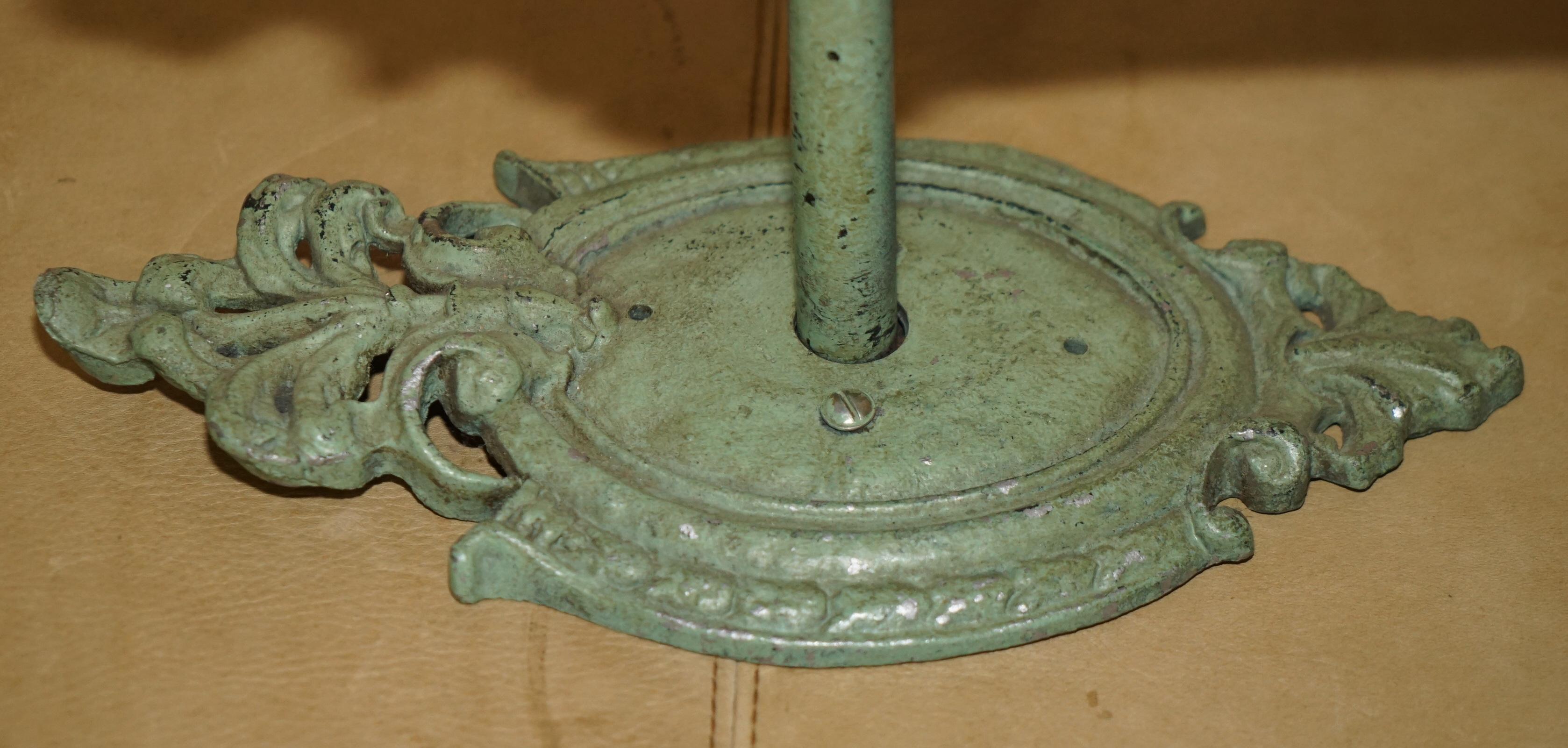PAIR OF ANTIQUE CIRCA 1920's WALL SCONCES WITH ORIGINAL EARLY GREEN PAINT Hierro en venta