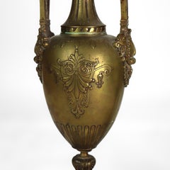 Pair Of Antique Classical Bronze & Slate Garnitures Urns c1890