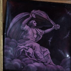 Pair of Antique Classical Enameled Copper Panels of Celestial Goddess 19thC