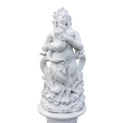 Pair Of Antique Classical Figural Terra Cotta Sculptures On Stands c1890
