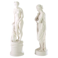 Pair Of Antique Classical Parian Porcelain Figures Of Women 19thC