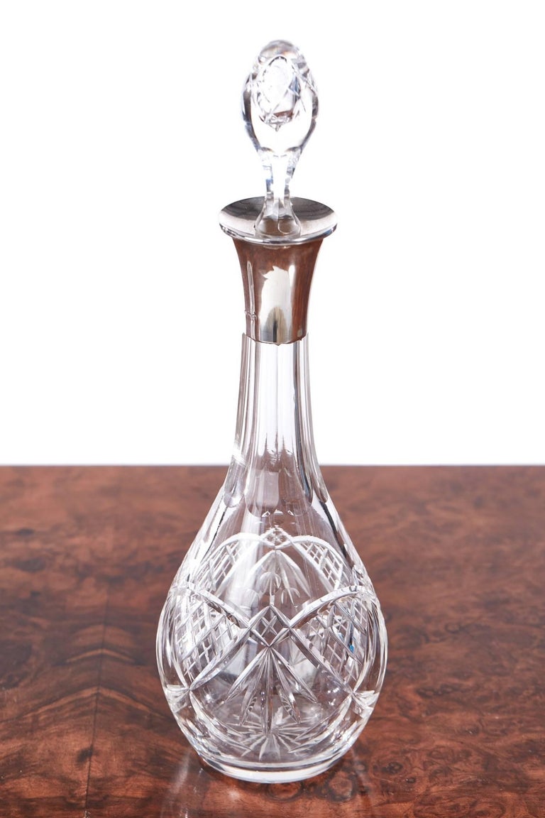 Pair of Antique Clear CutGlass Decanters at 1stDibs