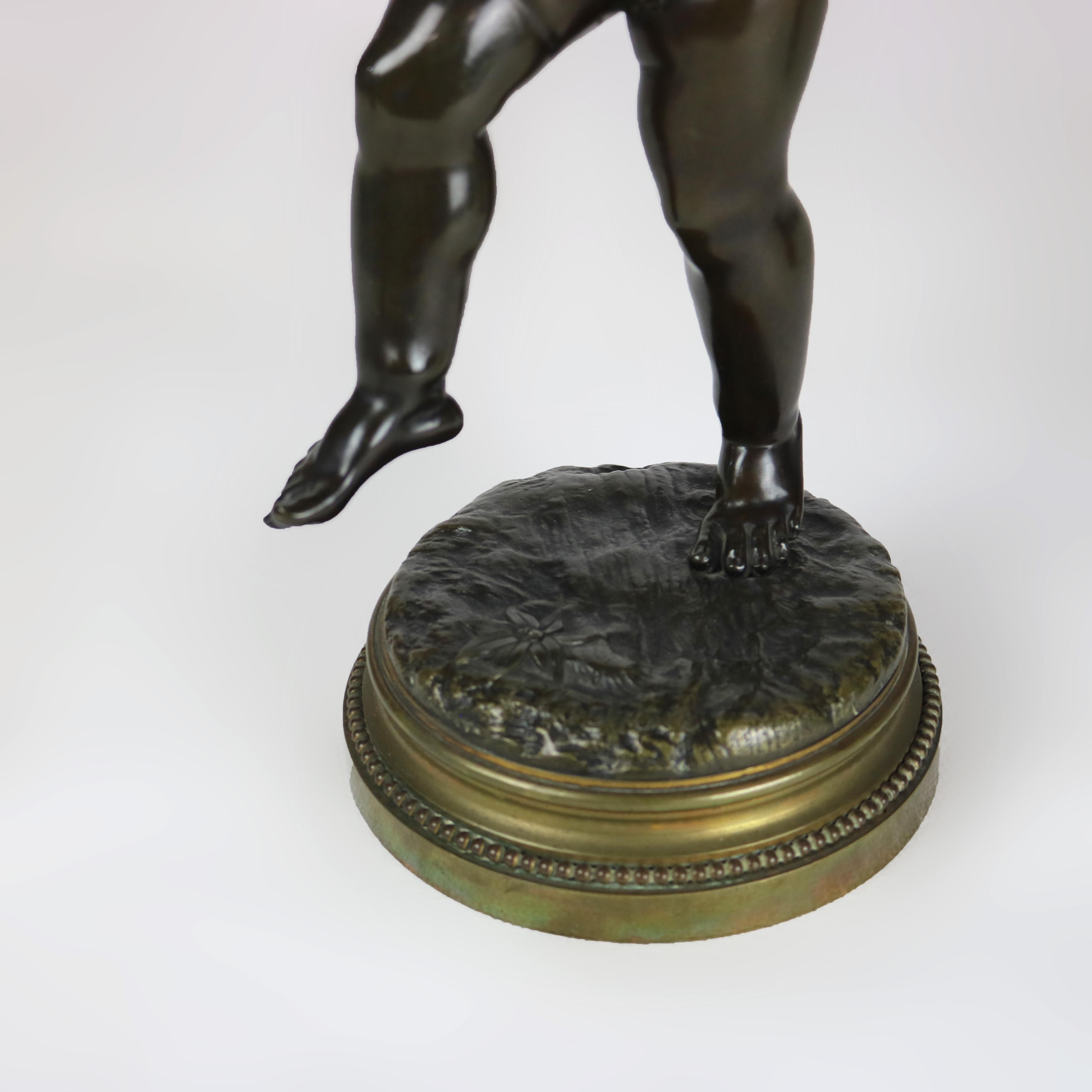 XIX secolo Coppia di sculture antiche in bronzo Clodion Cherubino Musico, firmate C1880 in vendita
