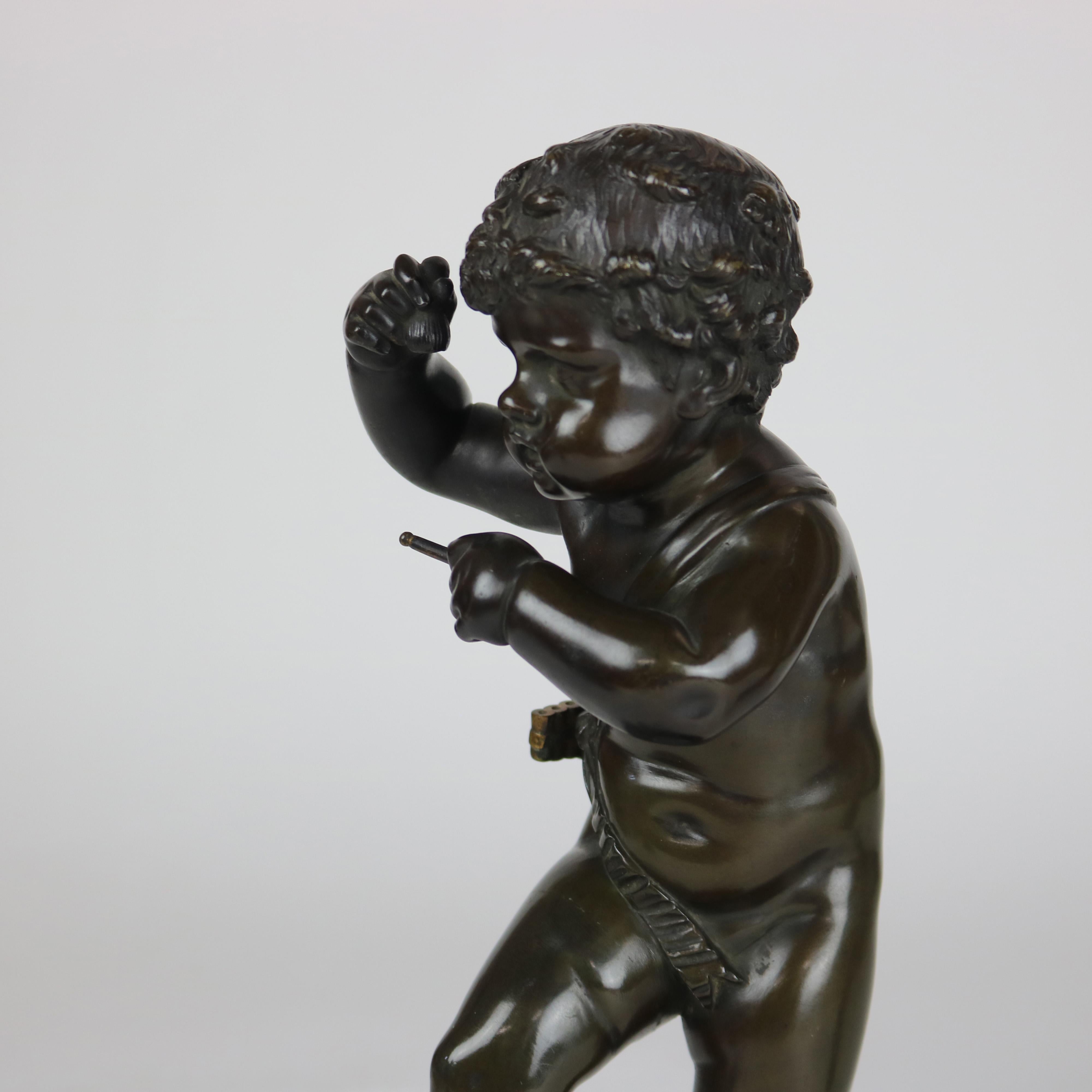 Bronzo Coppia di sculture antiche in bronzo Clodion Cherubino Musico, firmate C1880 in vendita