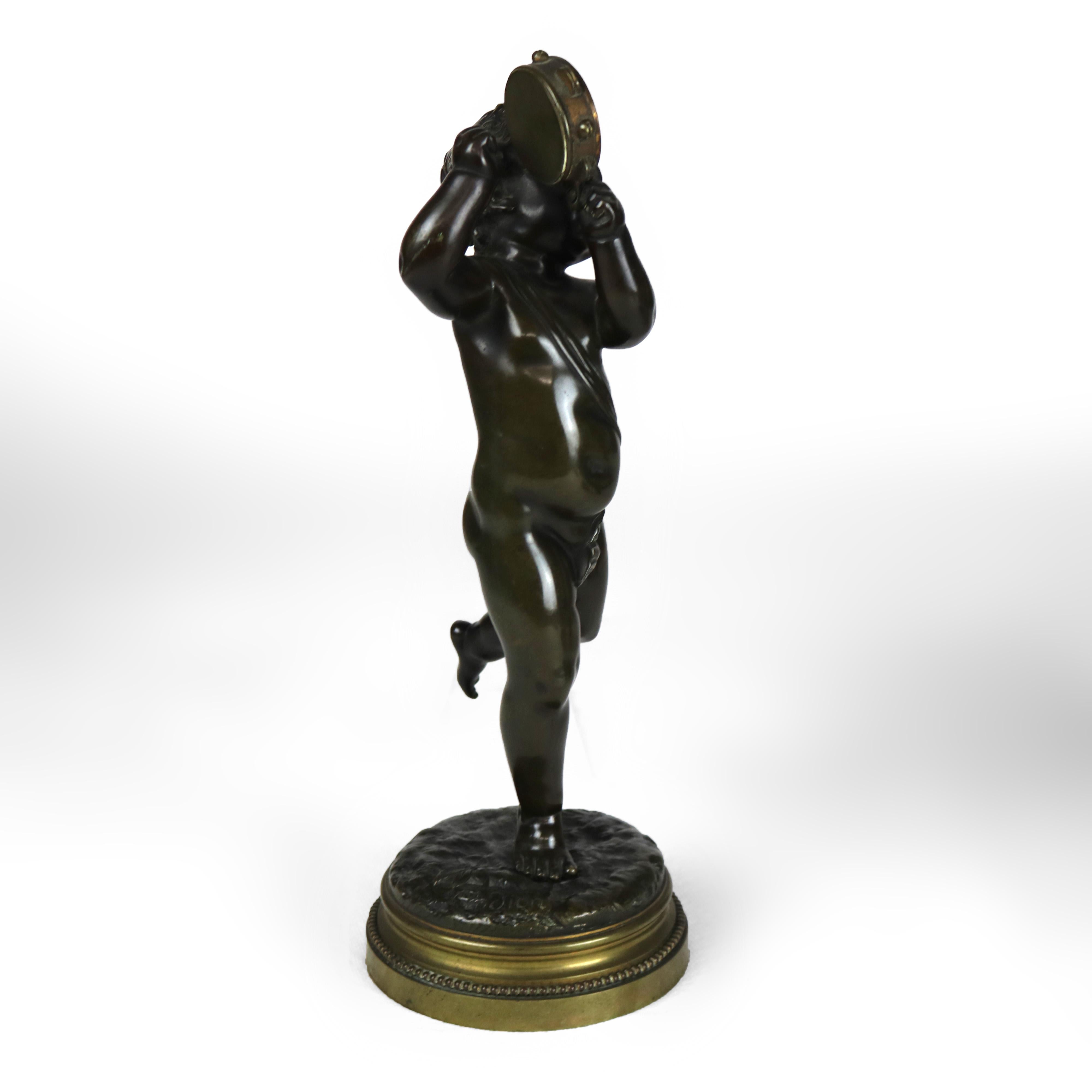 Coppia di sculture antiche in bronzo Clodion Cherubino Musico, firmate C1880 in vendita 3