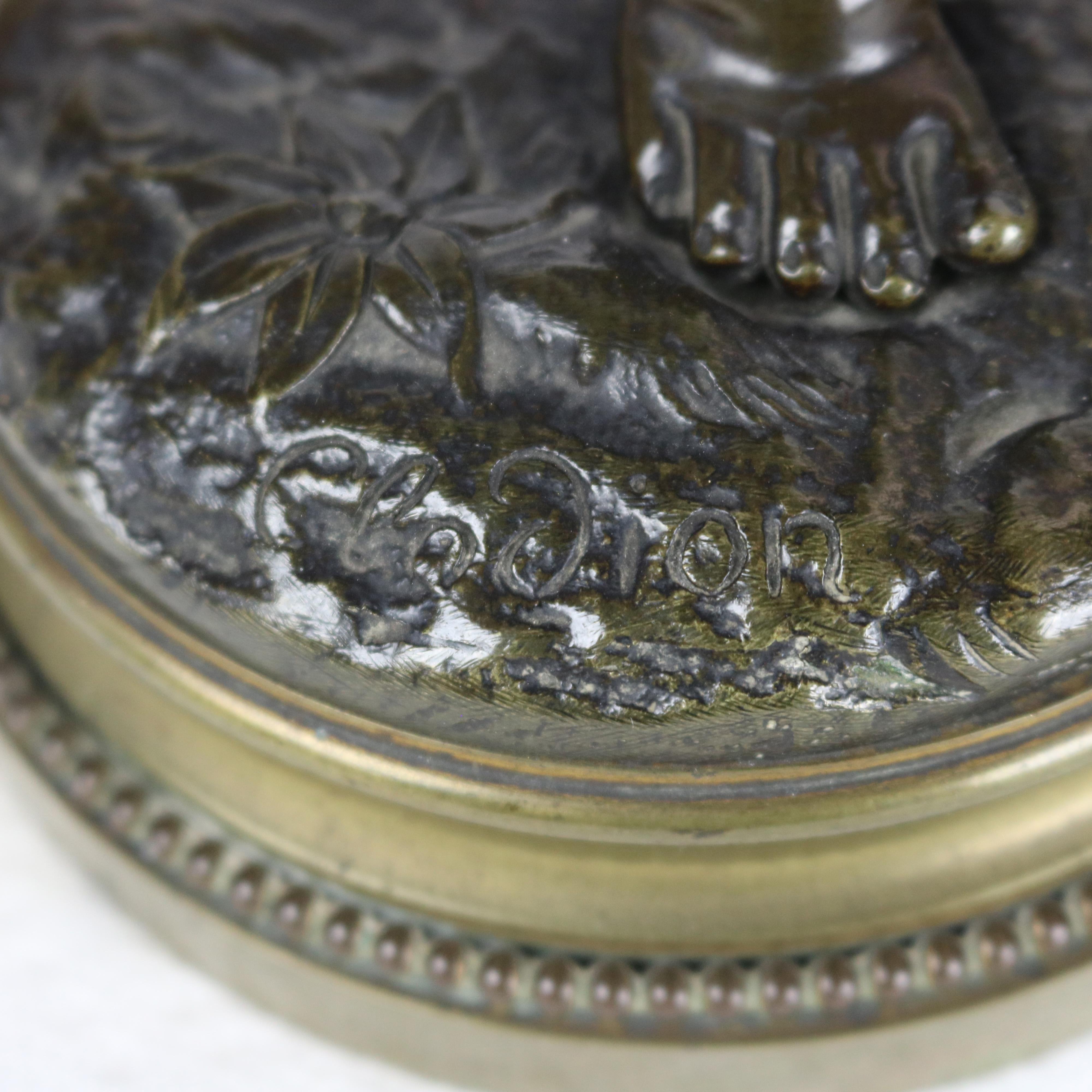 Coppia di sculture antiche in bronzo Clodion Cherubino Musico, firmate C1880 in vendita 4