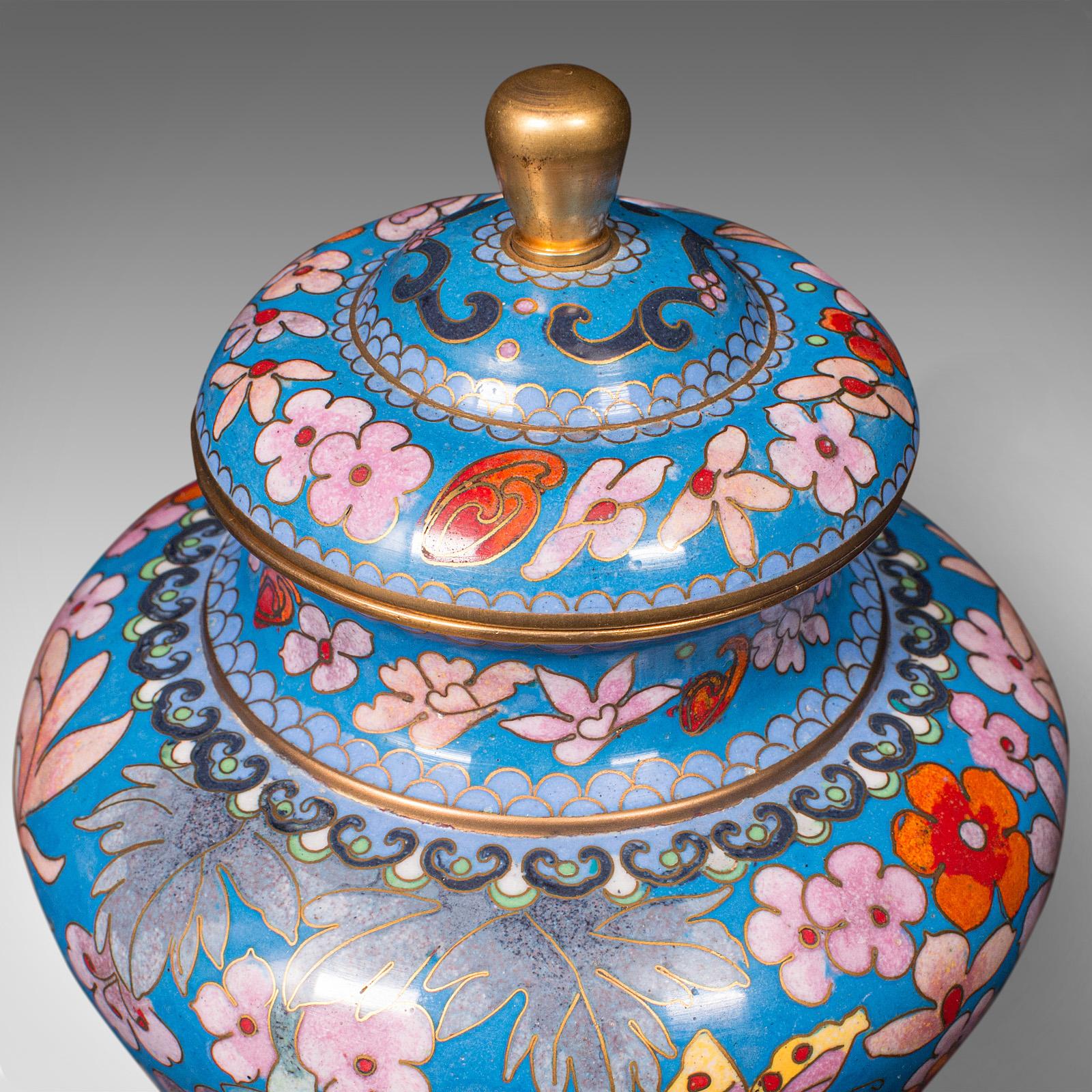 Pair of Antique Cloisonne Spice Jars, English Ceramic, Decorative Pot, Victorian For Sale 6