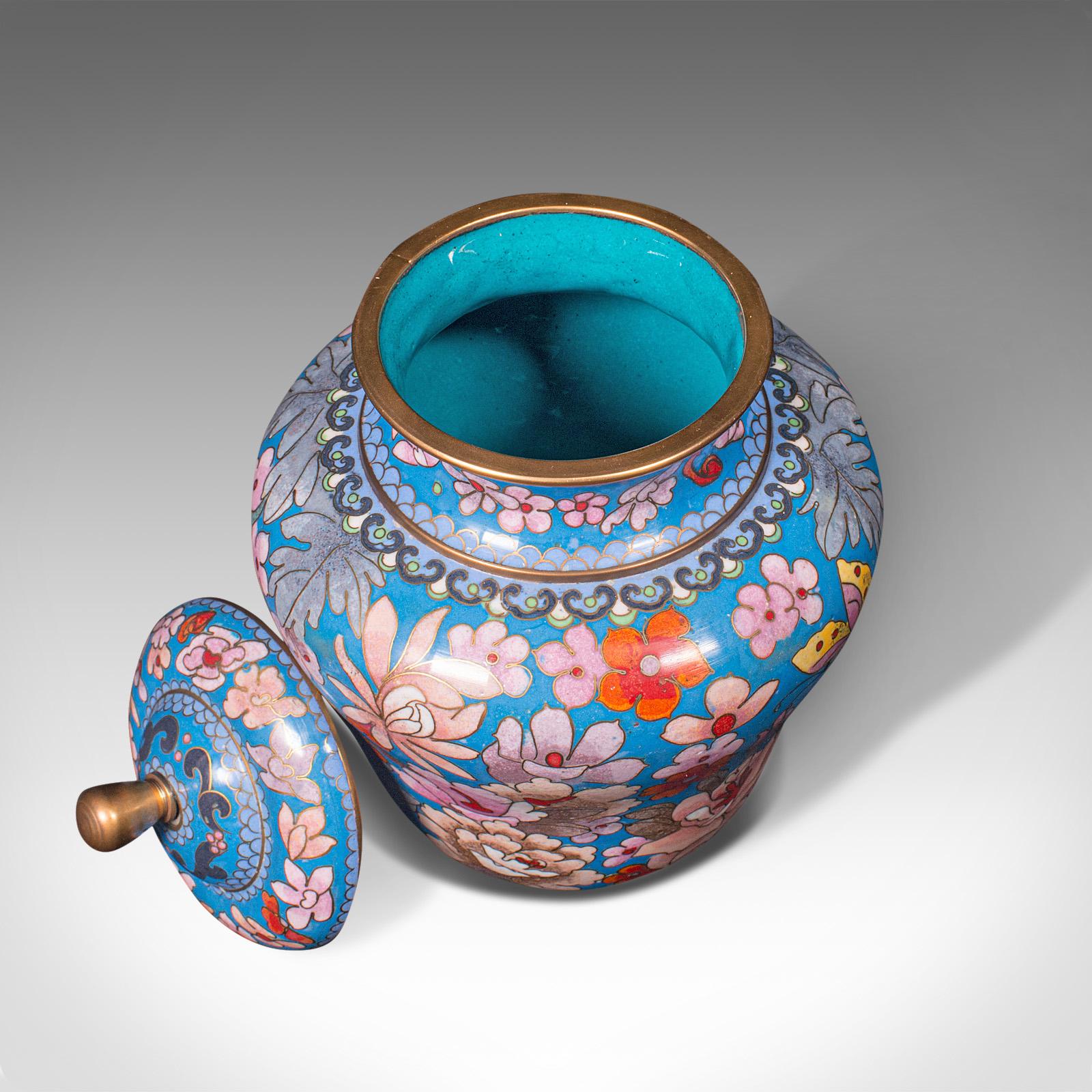 Pair of Antique Cloisonne Spice Jars, English Ceramic, Decorative Pot, Victorian For Sale 1
