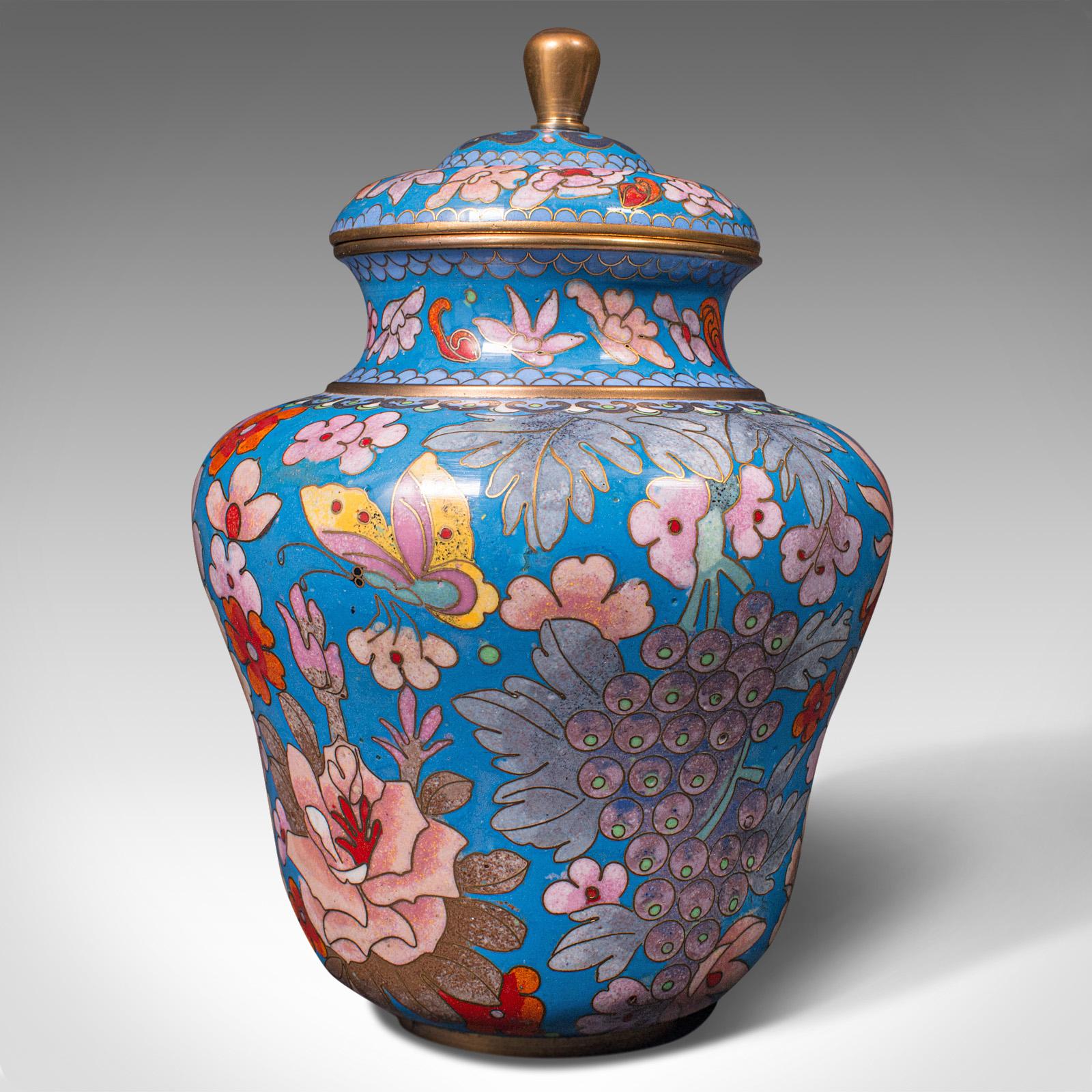 Pair of Antique Cloisonne Spice Jars, English Ceramic, Decorative Pot, Victorian For Sale 3