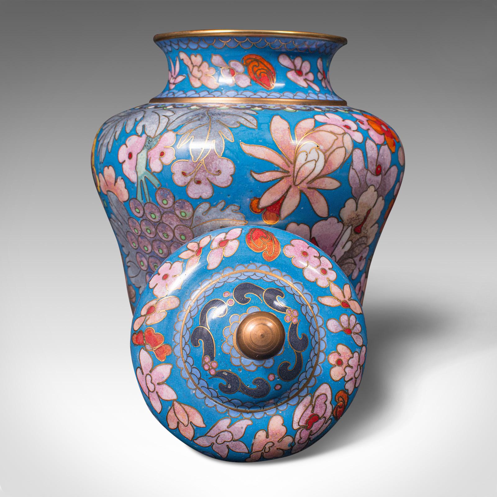 Pair of Antique Cloisonne Spice Jars, English Ceramic, Decorative Pot, Victorian For Sale 4