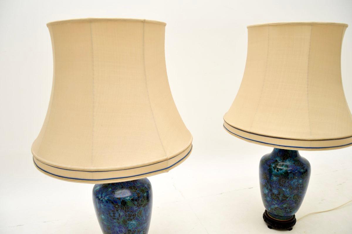 French Pair of Antique Cloisonné Table Lamps For Sale