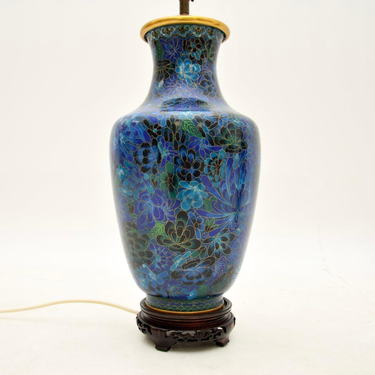 Mid-20th Century Pair of Antique Cloisonné Table Lamps