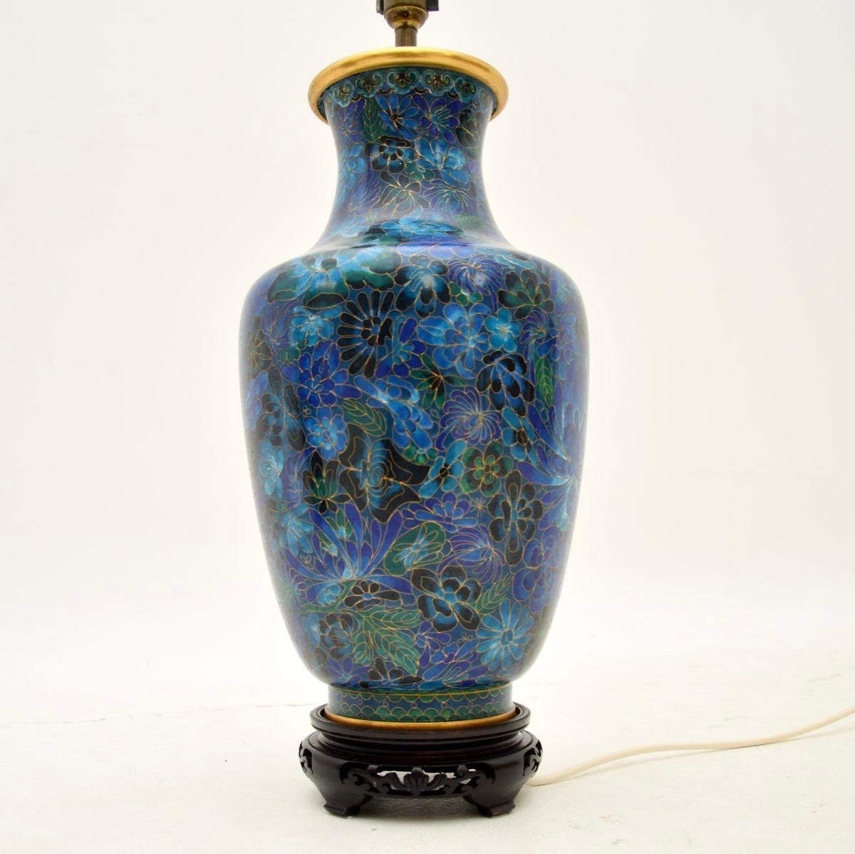 Ceramic Pair of Antique Cloisonné Table Lamps