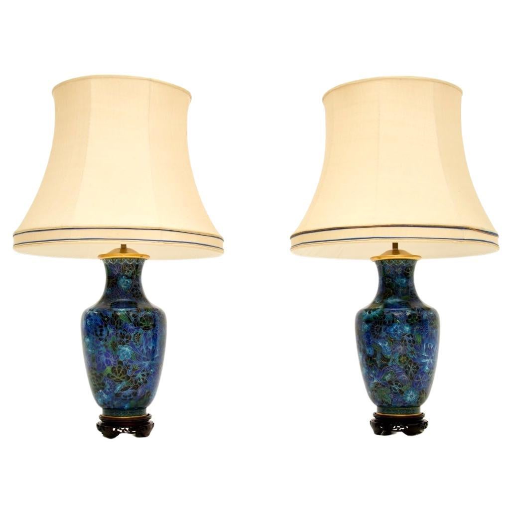 Pair of Antique Cloisonné Table Lamps For Sale