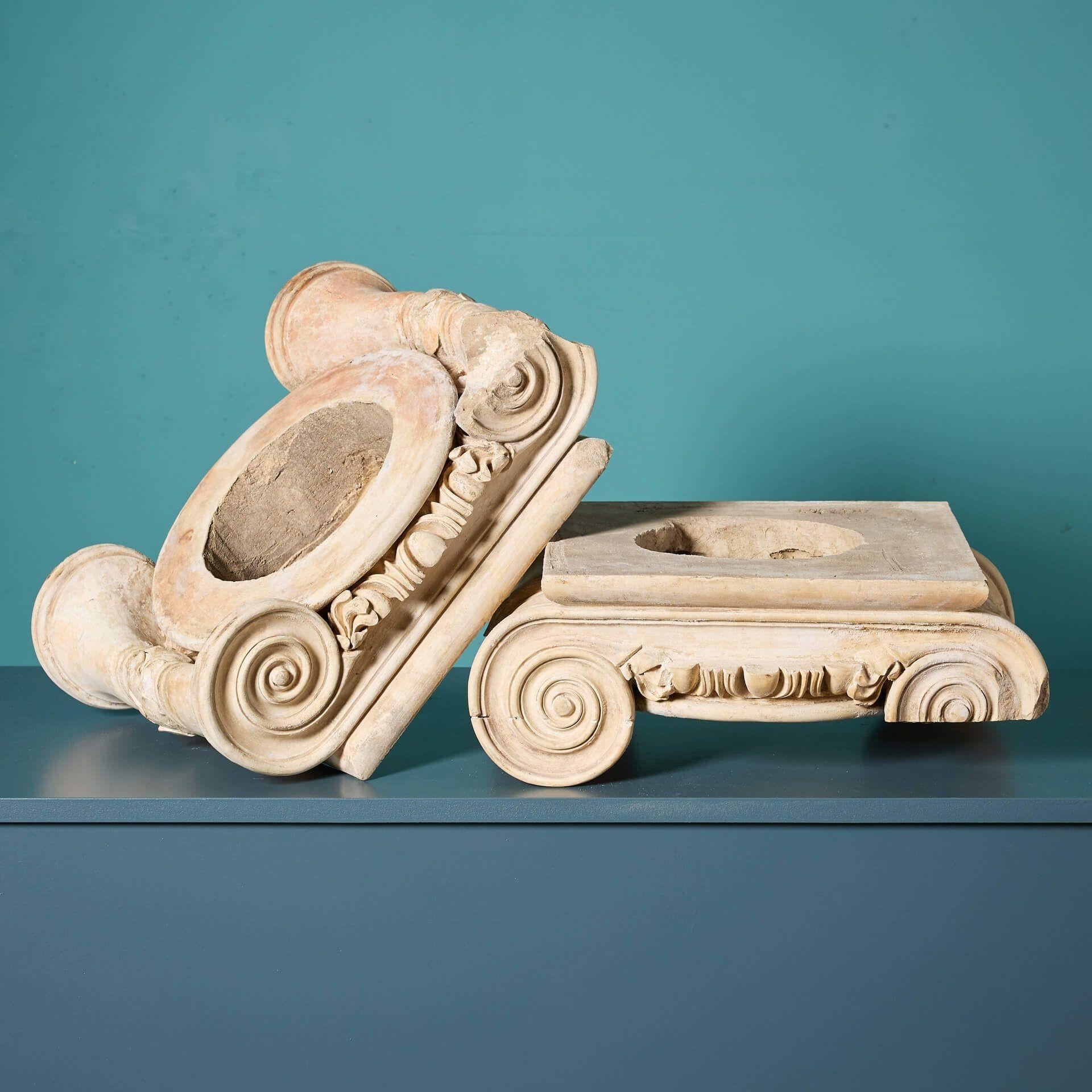 Pair of Antique Coade Stone Architectural Capitals For Sale 1