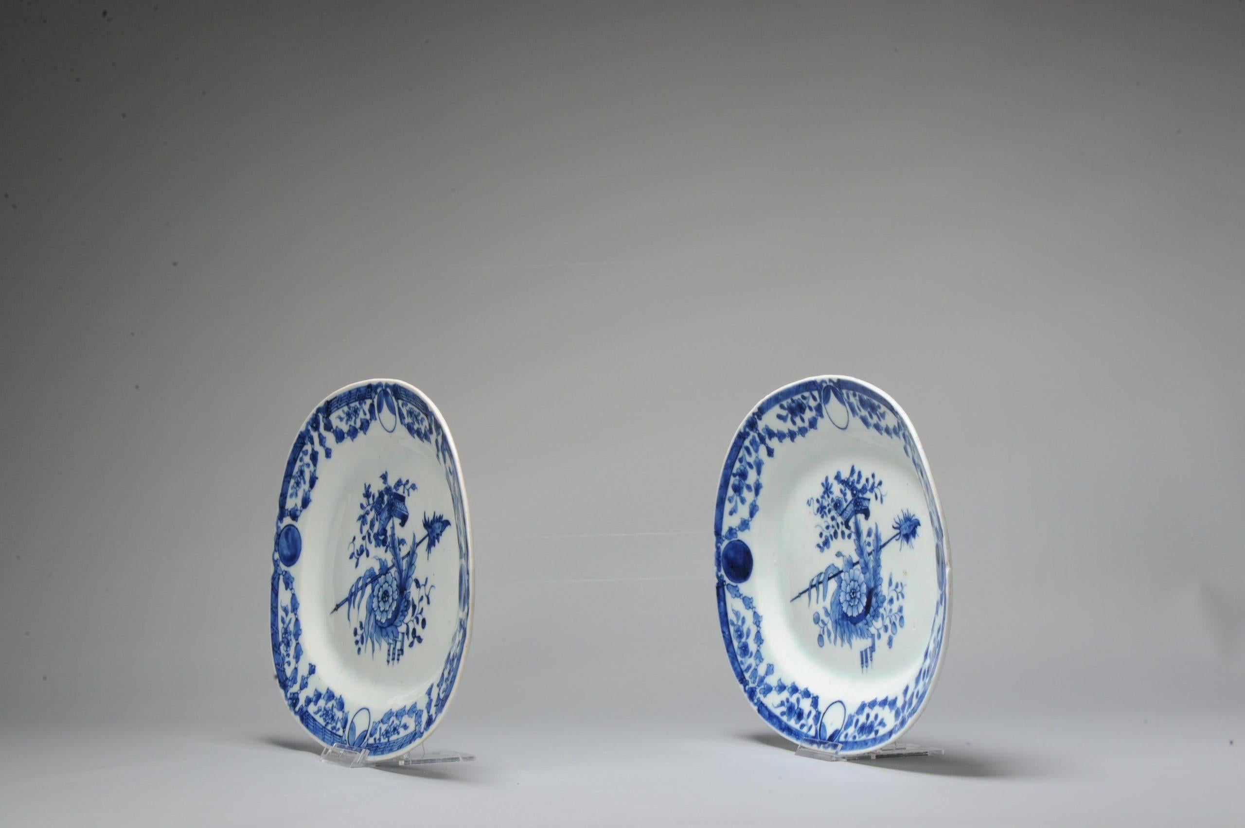 Medium sized dishes.

Decorated in underglaze blue with a beautiful scene of a Scyth and flower guirlande.

Additional information:
Material: Porcelain & Pottery
Color: Blue & White
Region of Origin: China
Period: 18th century Qing (1661 -