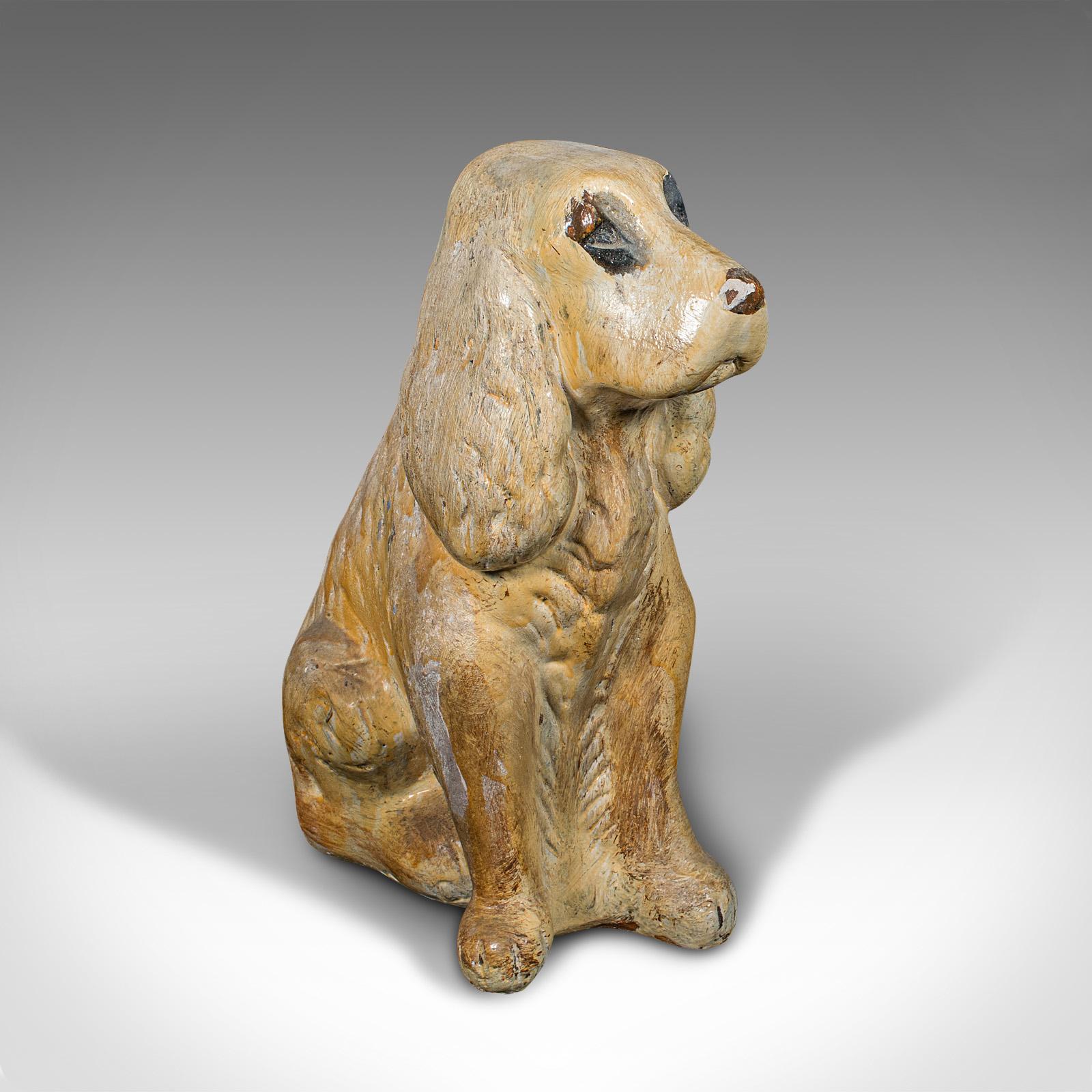 Par De Figuras Antiguas De Cocker Spaniel, Inglesas, Yeso, Tope De Puerta, Eduardianas Británico en venta