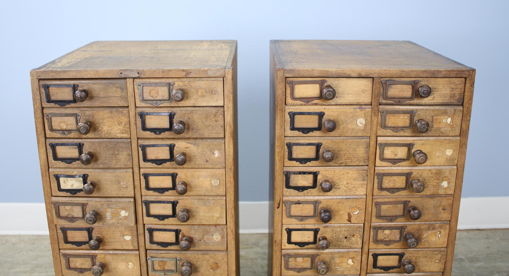 French Pair of Antique Collector's Drawers in Pine