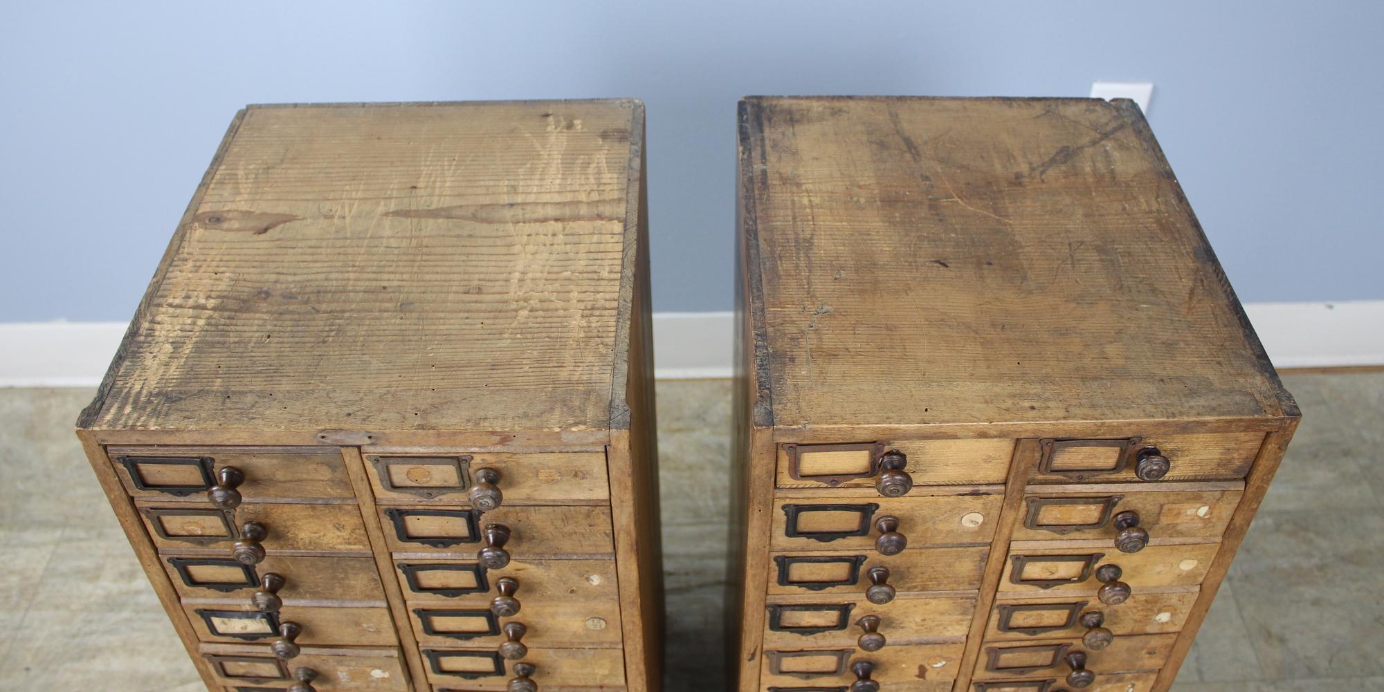 20th Century Pair of Antique Collector's Drawers in Pine