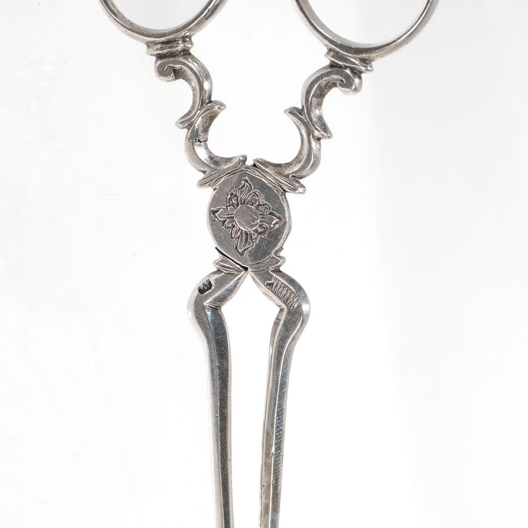Pair of Antique Continental 12 Loth Silver Sugar Tongs or Nips For Sale 12