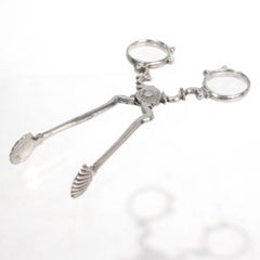 Pareja de tenazas o pinzas de azúcar de plata Continental 12 Loth antiguas