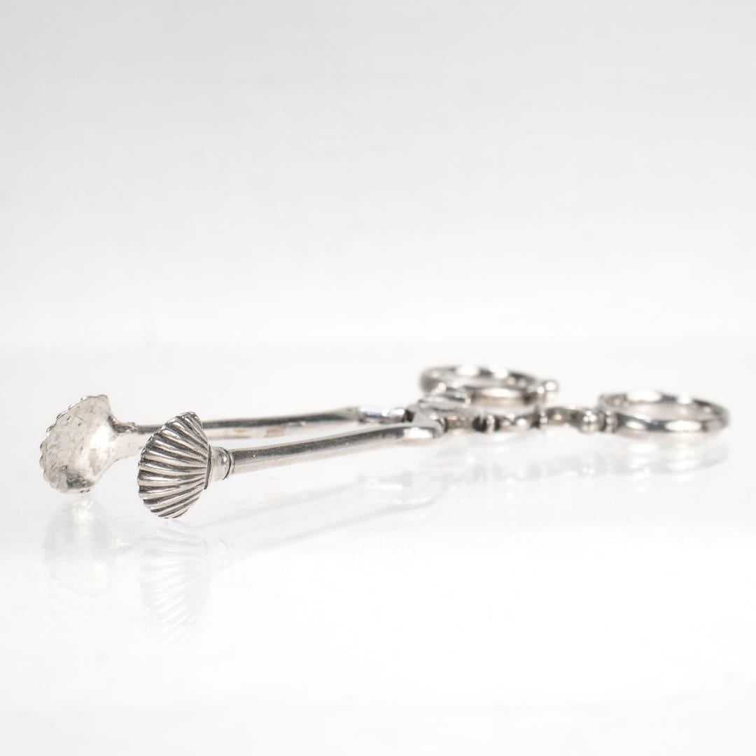 Pair of Antique Continental 12 Loth Silver Sugar Tongs or Nips In Good Condition For Sale In Philadelphia, PA