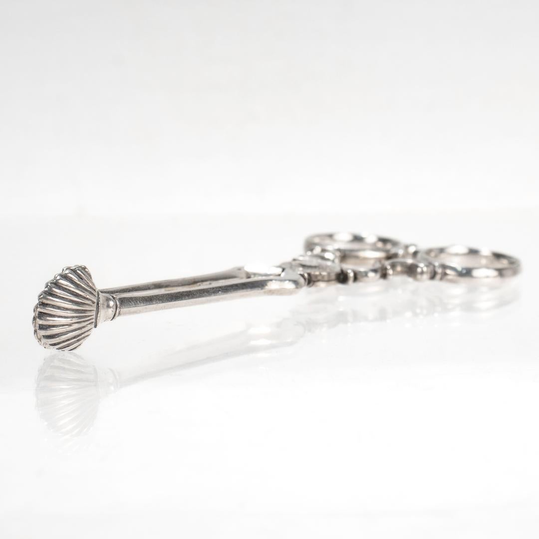 Women's or Men's Pair of Antique Continental 12 Loth Silver Sugar Tongs or Nips For Sale
