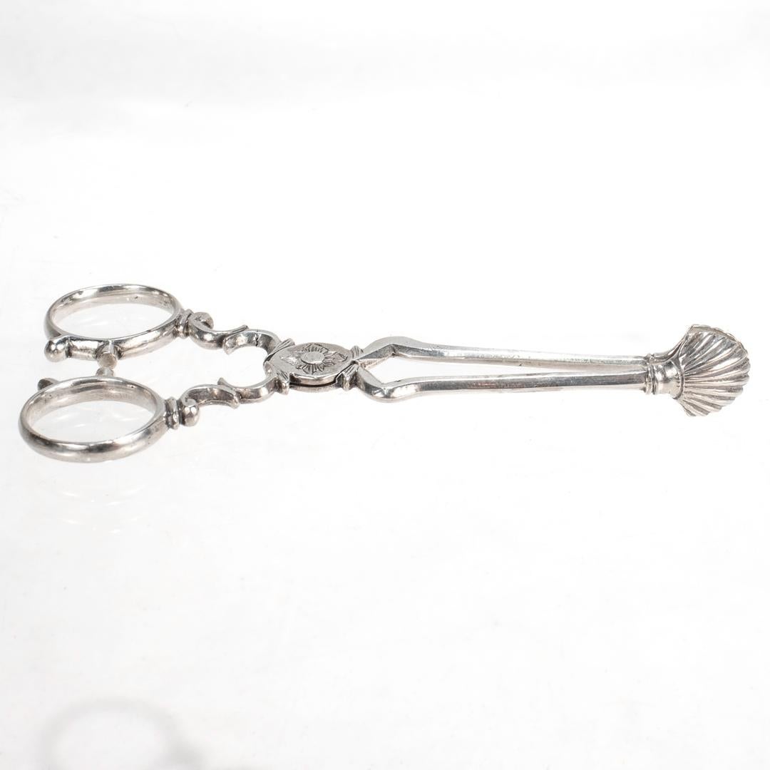 Pair of Antique Continental 12 Loth Silver Sugar Tongs or Nips For Sale 4