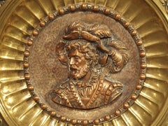 Pair of Antique Copper and Brass Repousse Platters from Spain, circa 1900