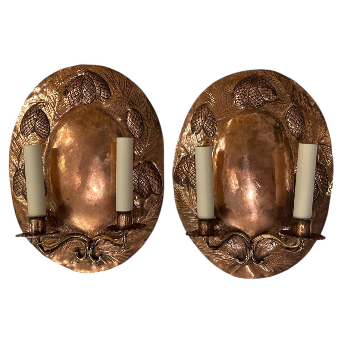 Pair of Antique Copper Sconces