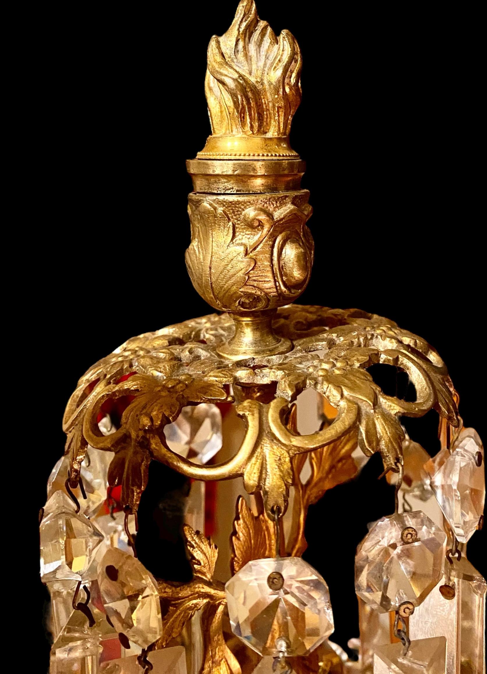 Pair Of Antique Cornelius Gilt Bronze And Crystal Three Arm Candelabra For Sale 5