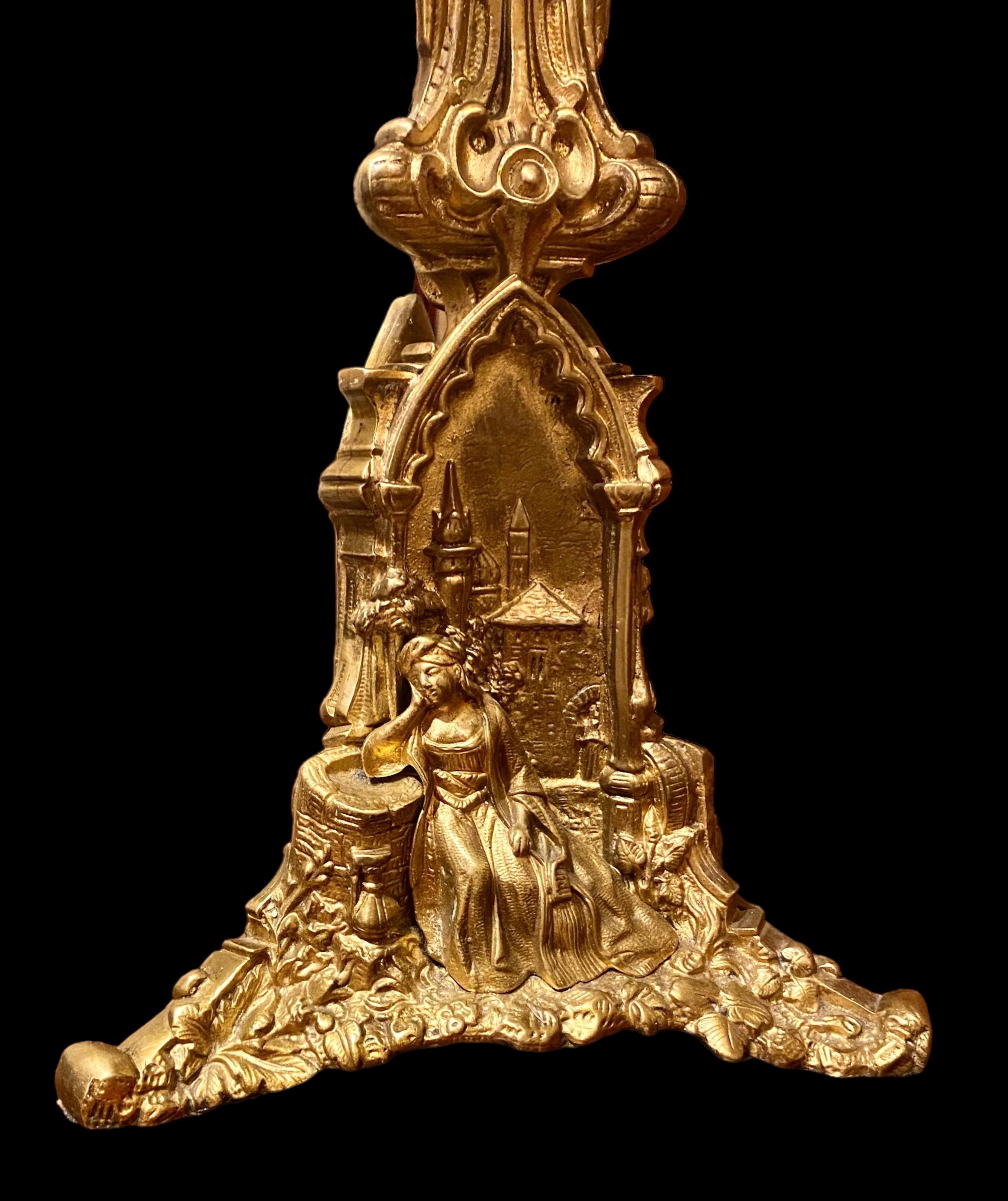 Pair Of Antique Cornelius Gilt Bronze And Crystal Three Arm Candelabra For Sale 1