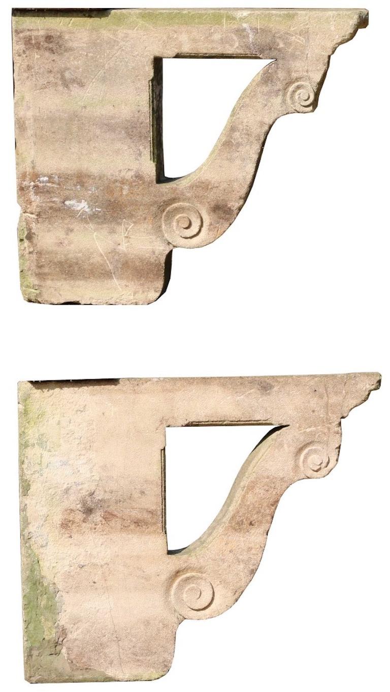 A pair of porch brackets, salvaged from a house in Cirencester. These would have supported a single stone slab, or a timber structure covered with lead.

Additional dimensions

Height 72 cm (28.35 in)
Width 35 – 84 cm (of which 13 – 61 cm is seen