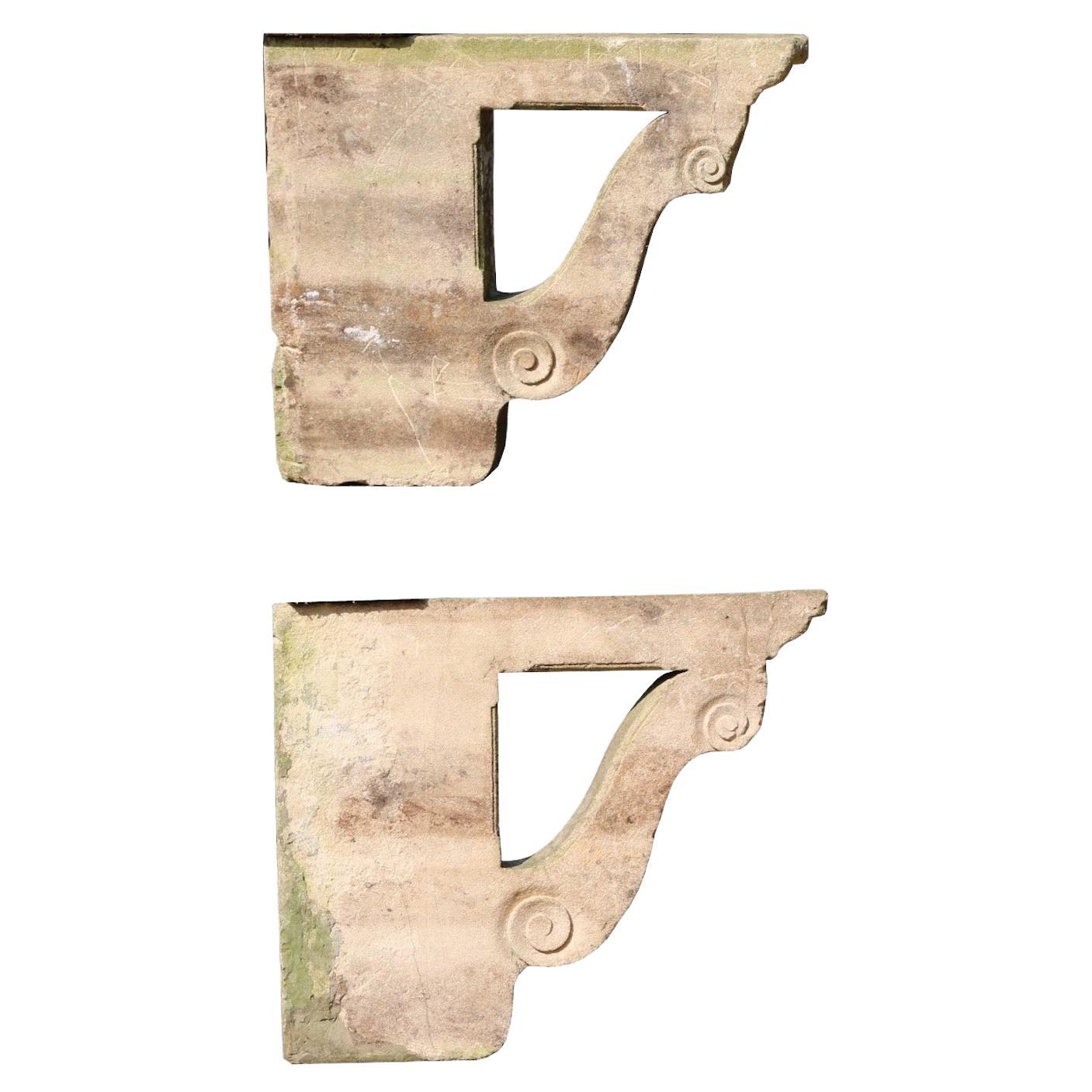 Pair of Antique Cotswold Stone Porch Brackets