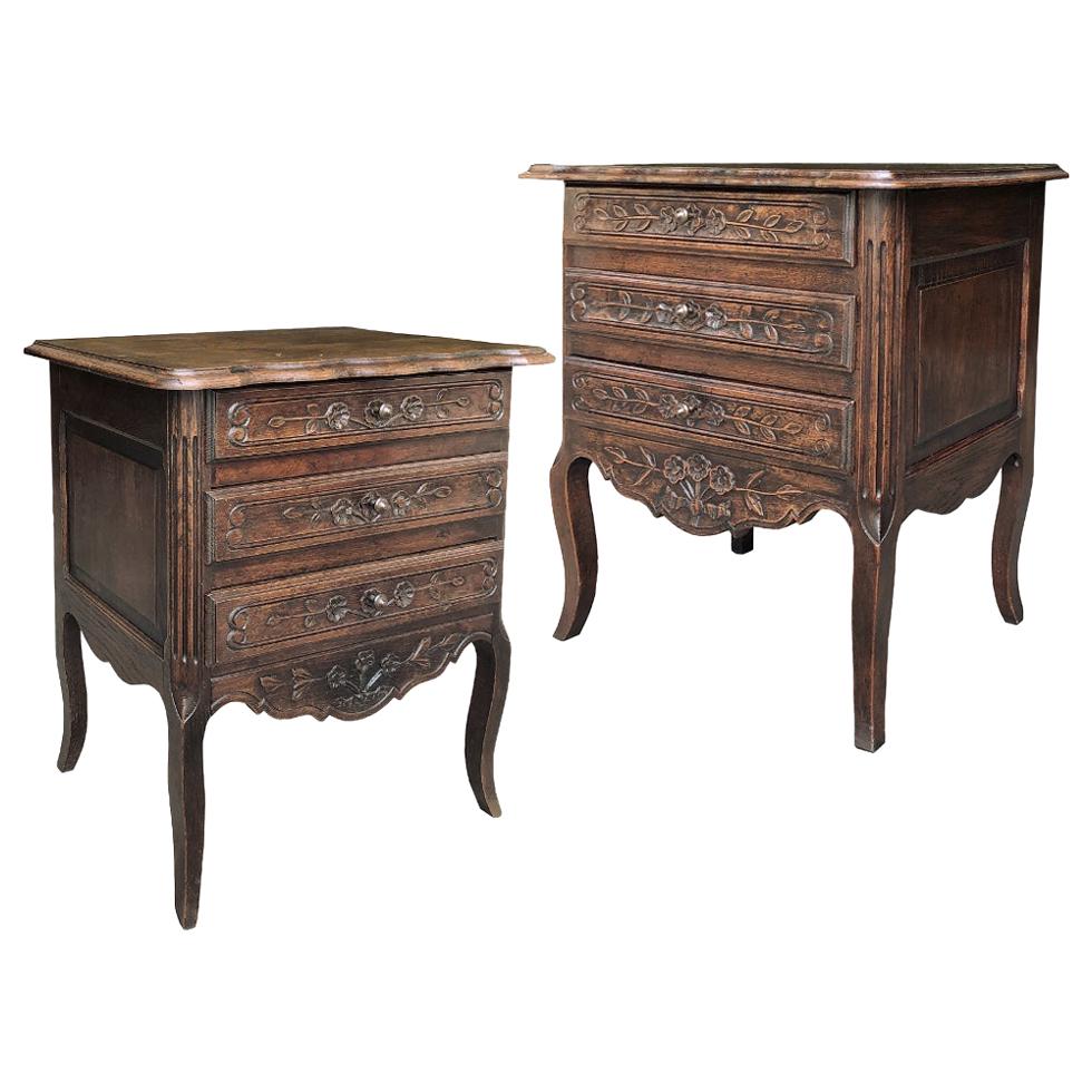 Pair of Antique Country French Provincial Commodes