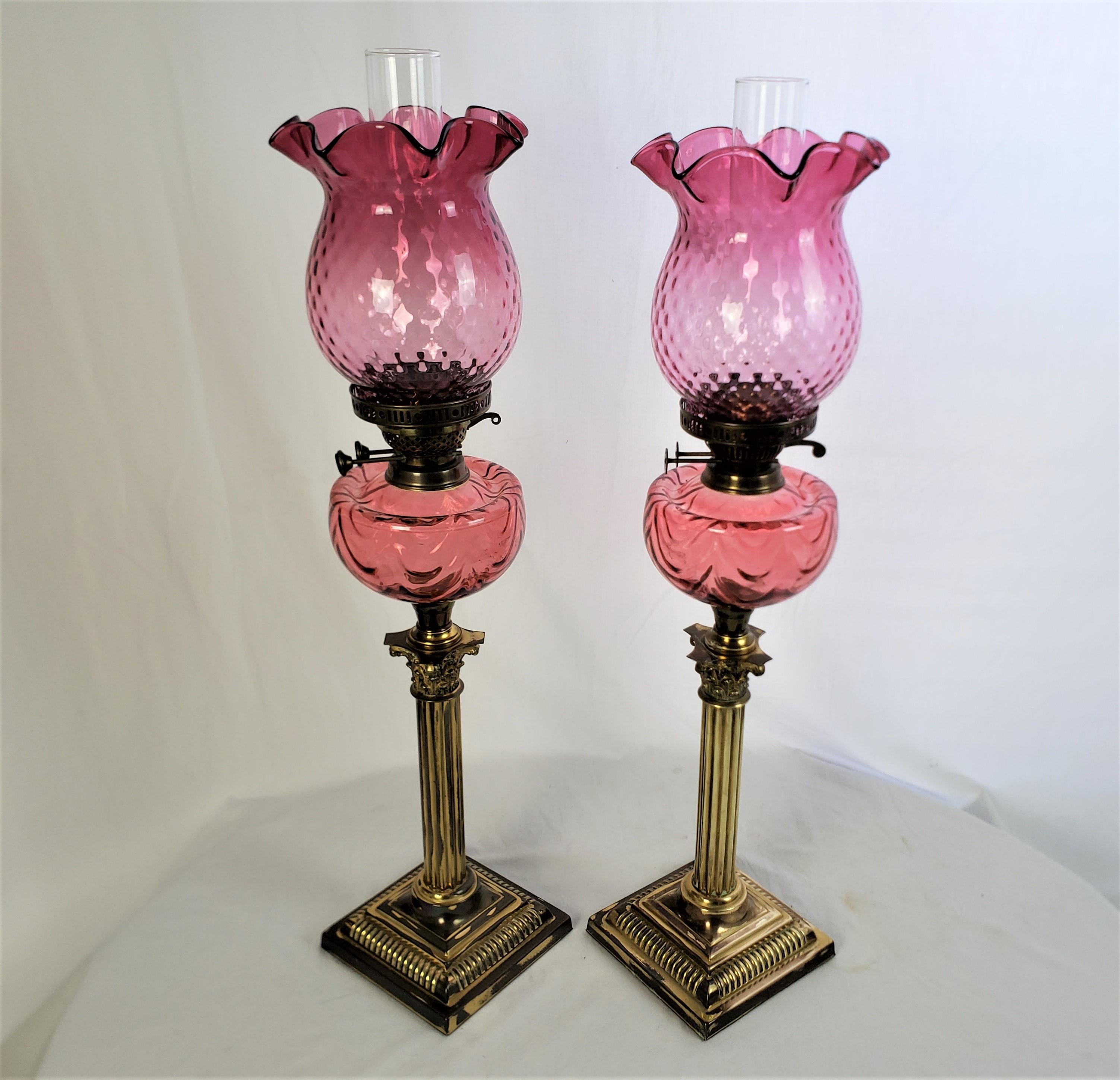 cranberry glass hurricane lamps