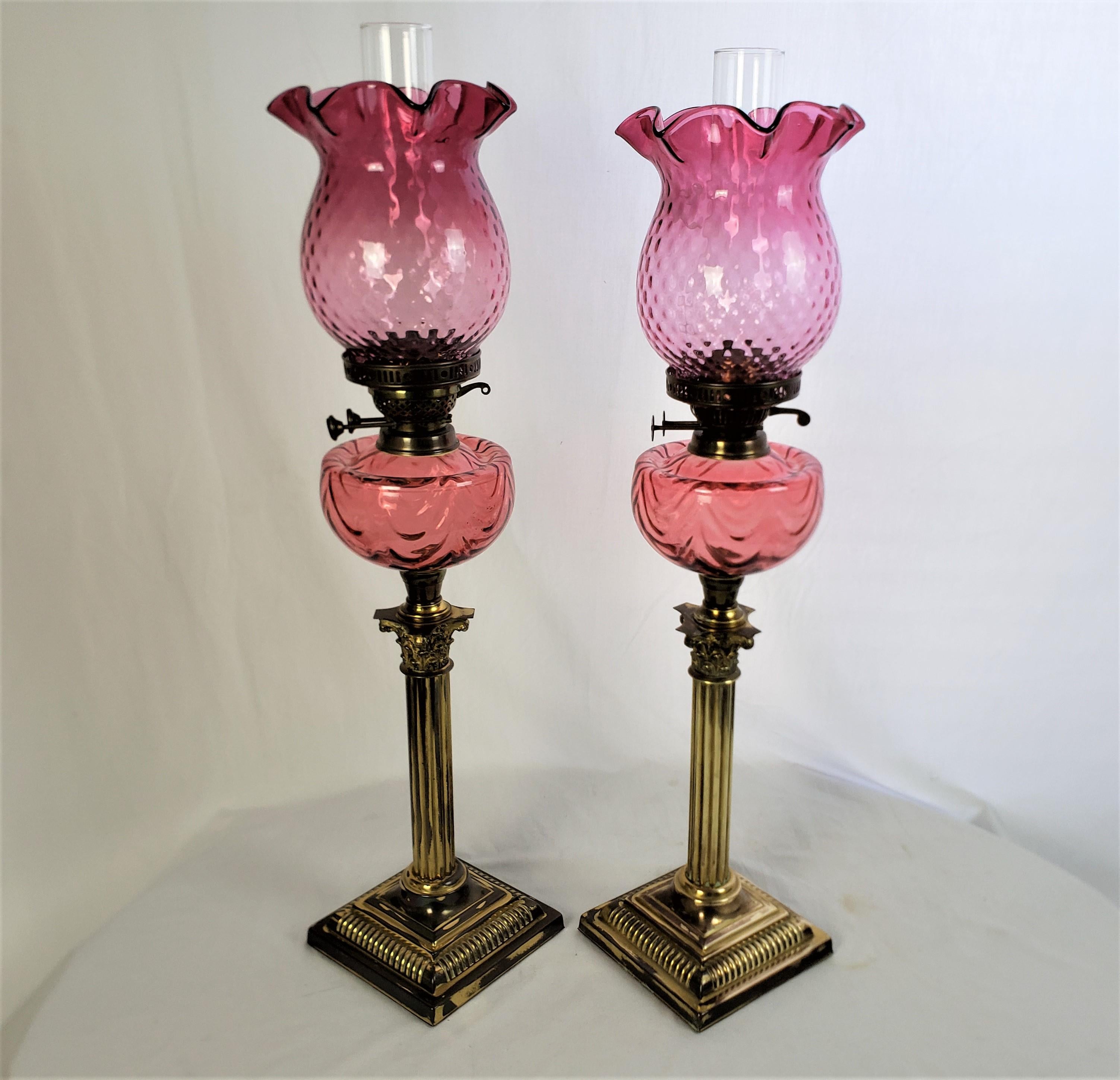 antique cranberry glass lamps