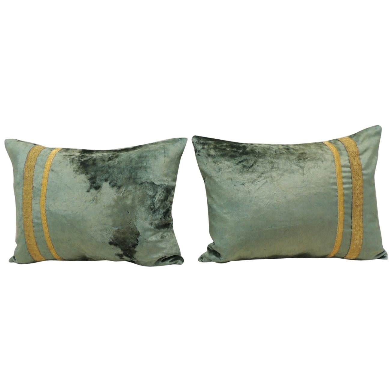 Art Deco Style Pillows, Pale Green, Siena and Gold Original Deco