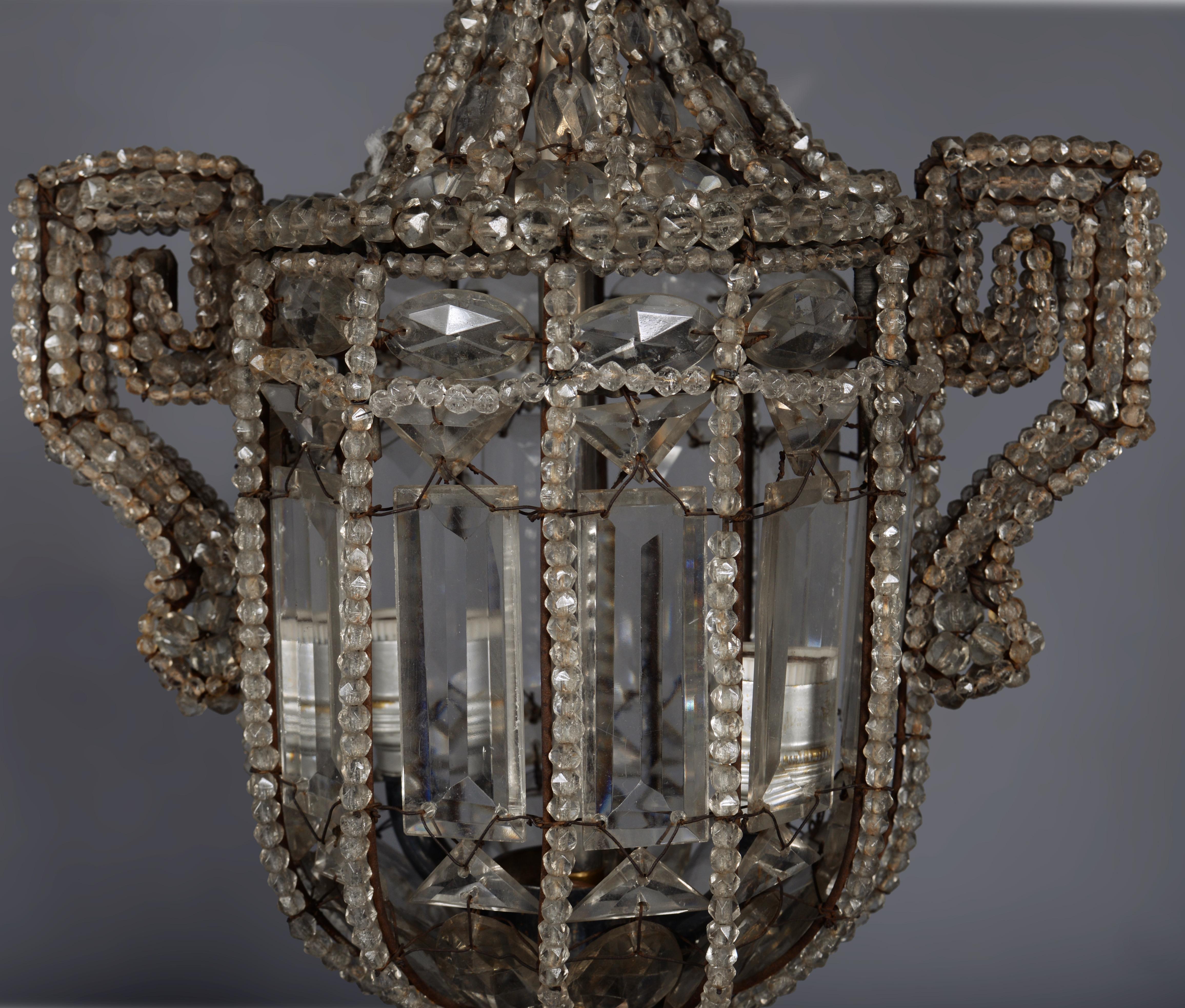 Belle Époque Pair of Antique Crystal Lamps For Sale