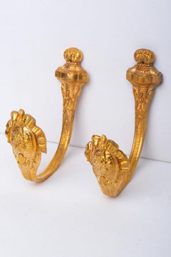 Pair of Antique Gilded Bronze Curtain Tie-Backs
