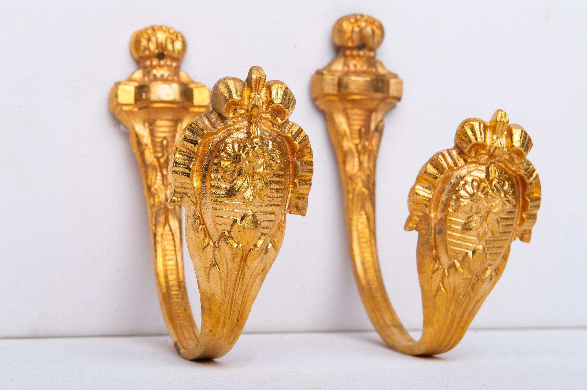 Aesthetic Movement Pair of Antique Gilded Bronze Curtain Tie-Backs For Sale