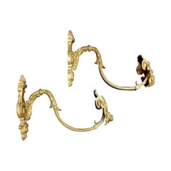 Antique Louis XVI  French Pair of  Curtains Hooks 'Embrasses' in Gilded Bronze 1780