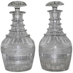 Pair of Antique Cut Crystal Georgian Style Decanters