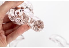 Pair Of Antique Cut Crystal Handled Decanters With Tole Vine Decoration