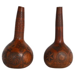 Pair of Antique Cyprus Engraved Gourds