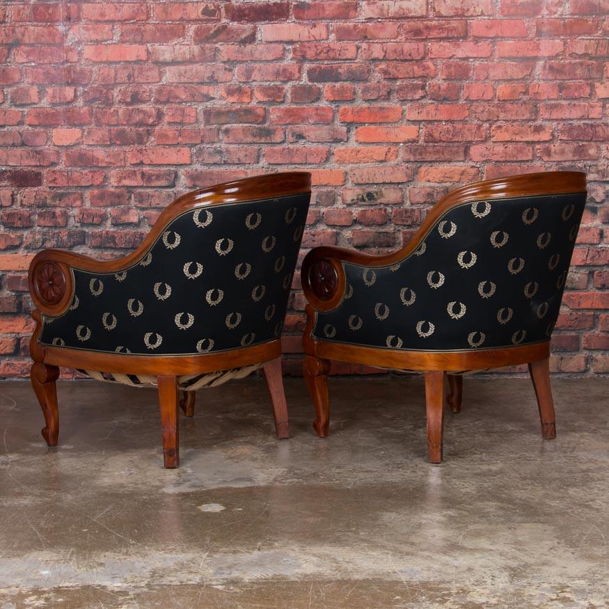 Pair of Antique Danish Mahogany Armchairs / Club Chairs In Good Condition In Round Top, TX